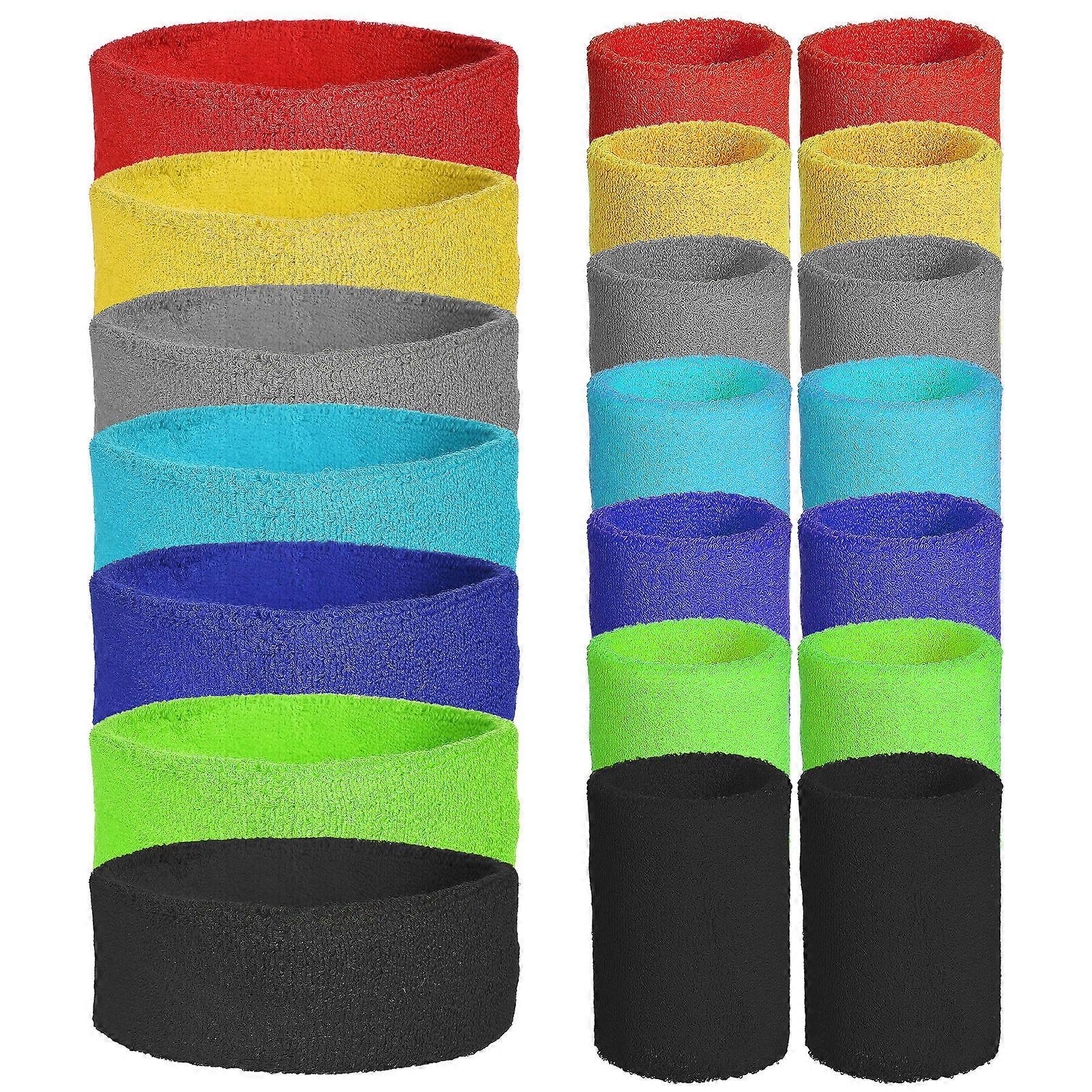 Unisex Sweatbands Workout Headband Running Headband 7Sets Comfortable Wear Athletic Headbands Gray