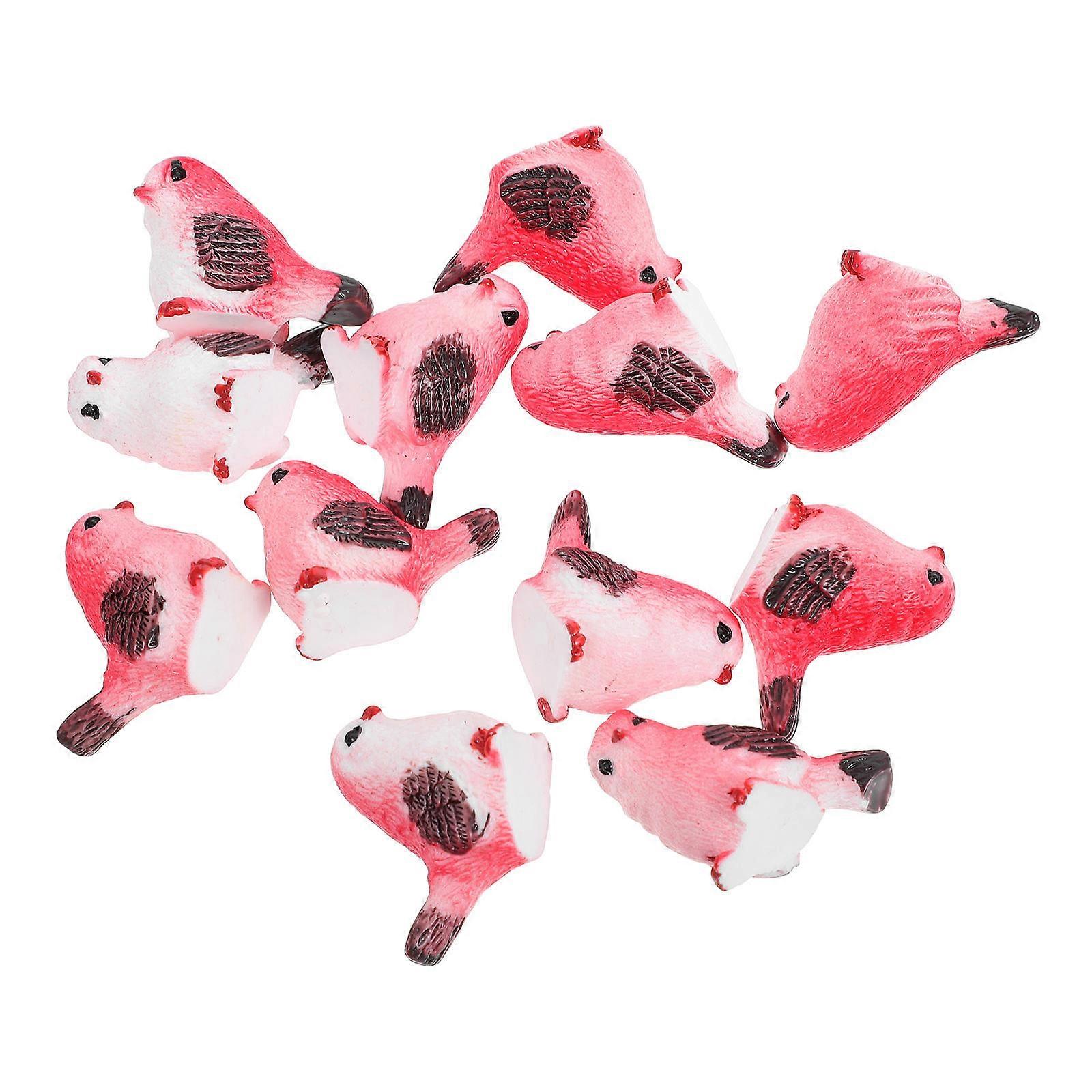 Cute Design Sparrow Shape Mini Birds Figurines for Garden Crafts Durable Resin 12Pcs