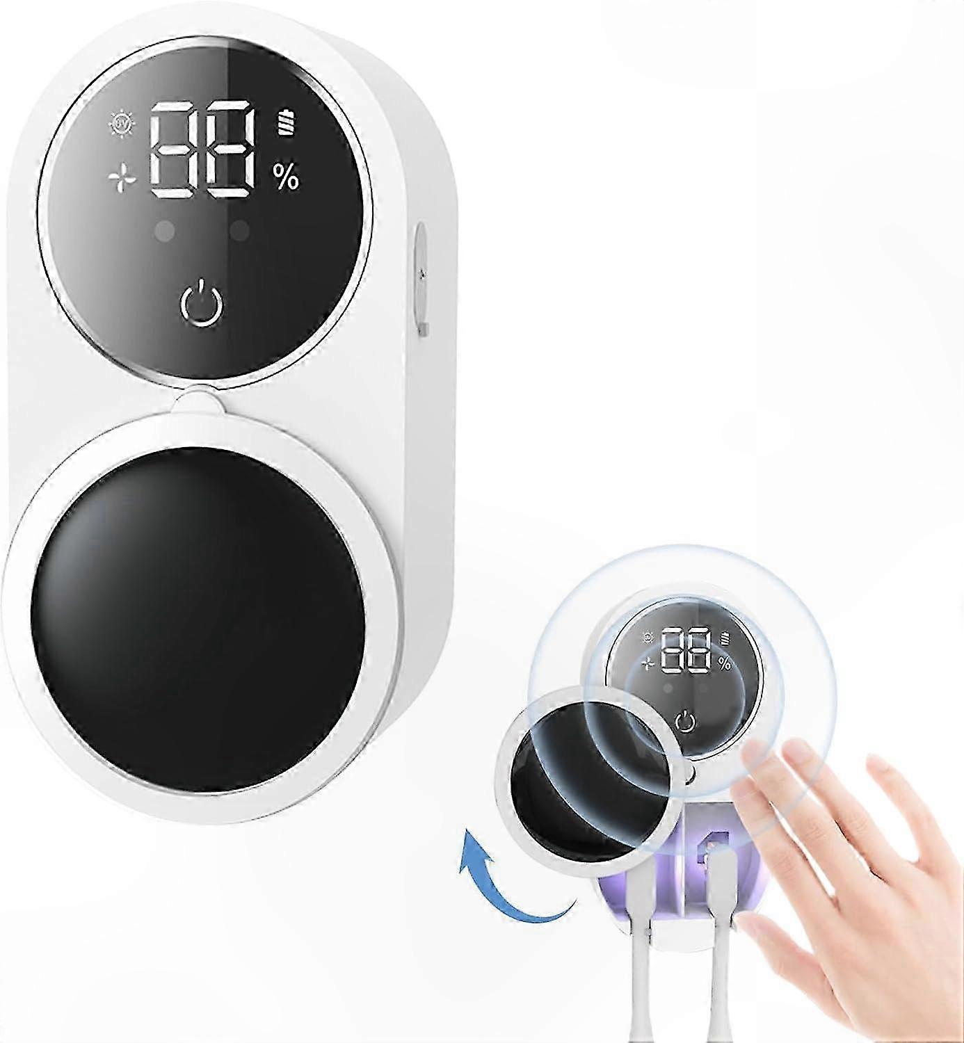 Portable Toothbrush Sanitizer Case with Wall Mount and Sterilization Function for Bathroom and Travel Use