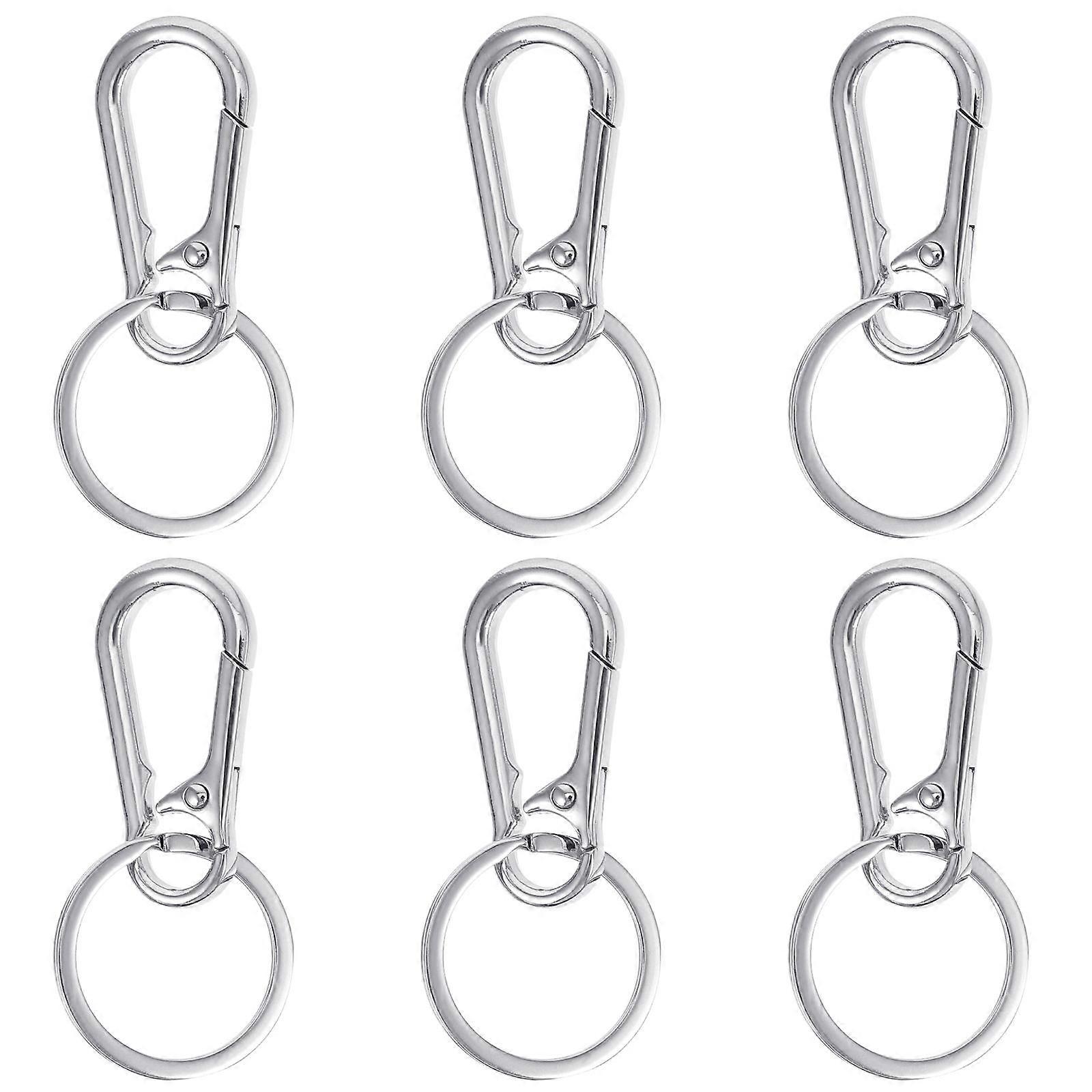 Durable Zinc Alloy Key Chain Buckles with Sturdy Clasp 6 Pcs Silver Color
