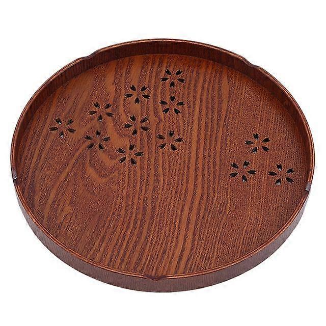 Runde Kirsche Massivholz Tee Kaffee Snack Essen Mahlzeiten Servieren Tablett Teller Tabletts Küchentablett| Teetabletts