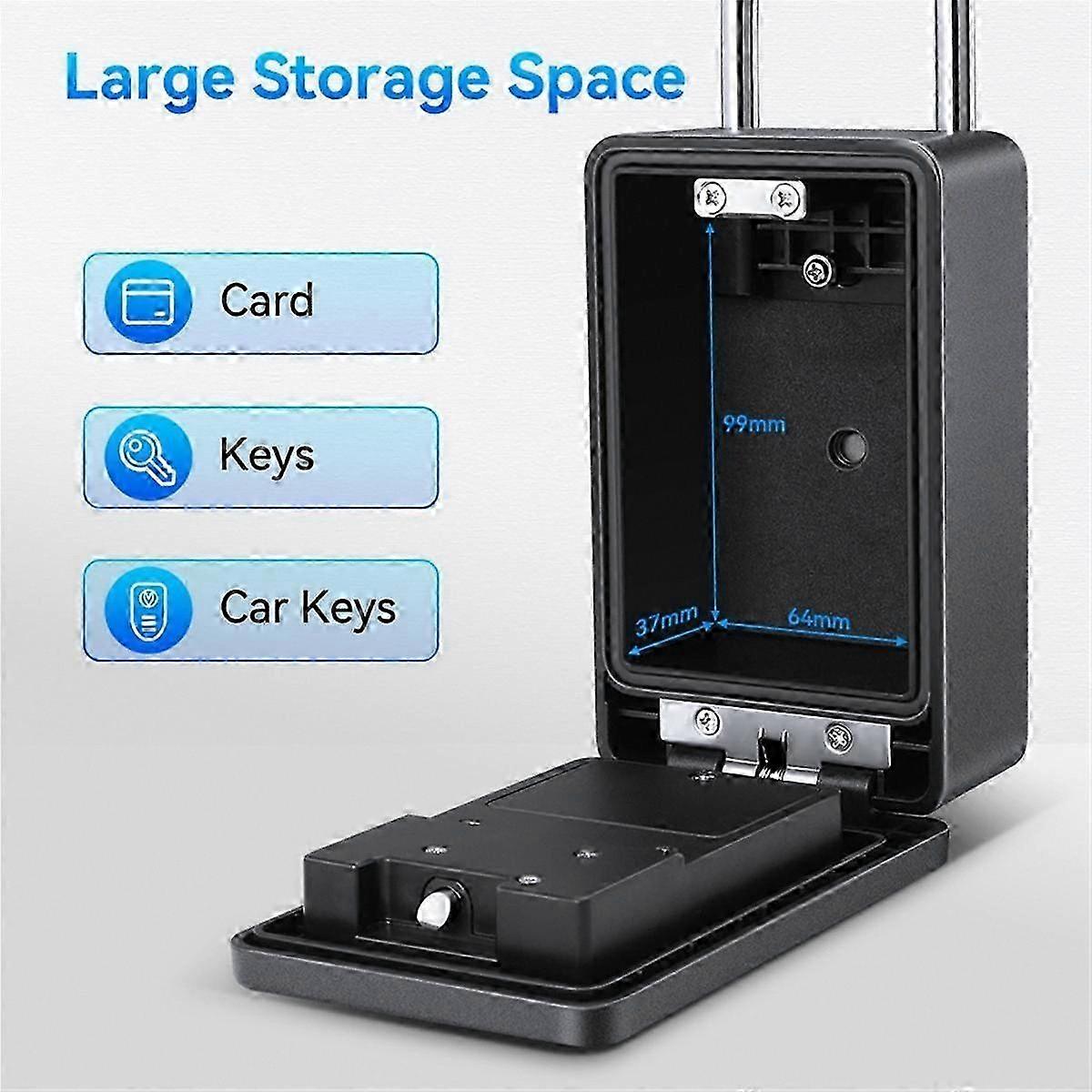 Bluetooth Fingerprint Password Key Lock Box Waterproof Wall Mounted Door Hanging Safe Deposit Box