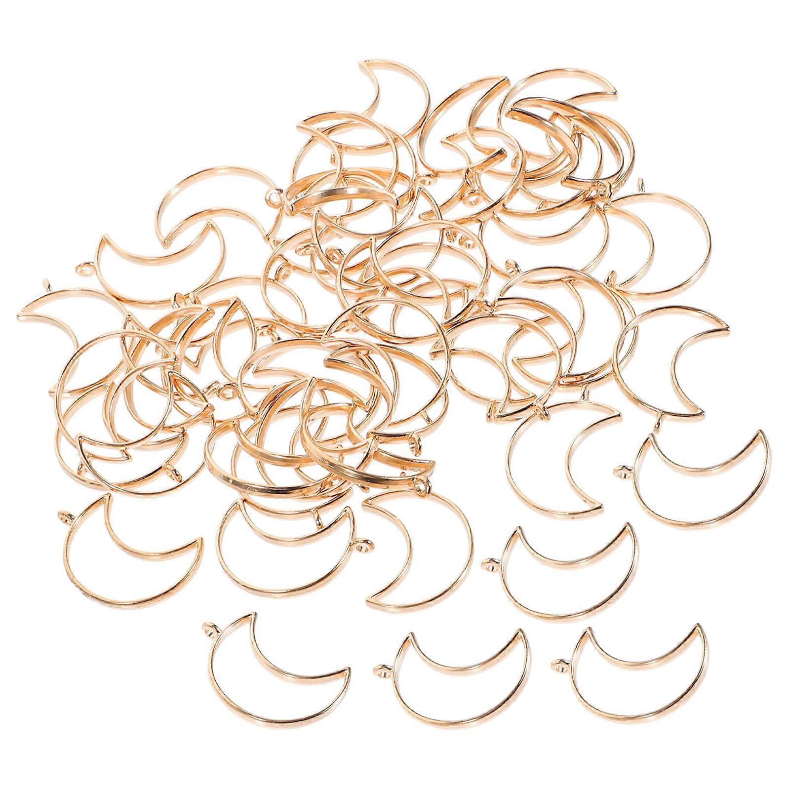 DIY Use Moon Shaped Bezel Frames for Jewelry Making 50Pcs Open Bezels