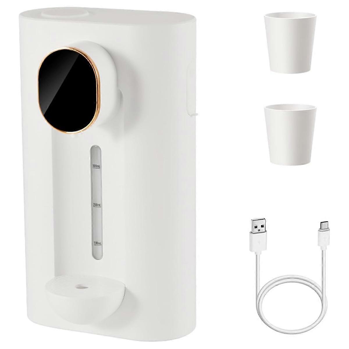 Wall Mounted Smart Mouth Wash Dispenser with 2 Reusable Cups White