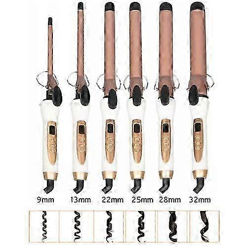 Professional Ceramic Curling Iron with LED Display - 9-32mm Barrel Sizes for Salon Styling