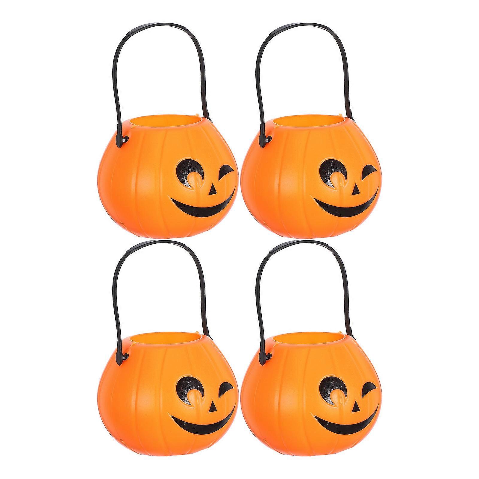 16Pcs Pumpkin Buckets for Storage Portable Plastic Halloween Candy Holder