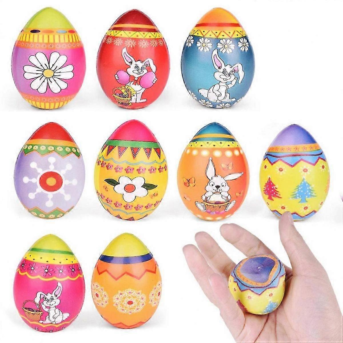 10PCS PU Bouncy Egg Balls Stress Relief Eggs Toy Simulation Easter Eggs Decompression Toy