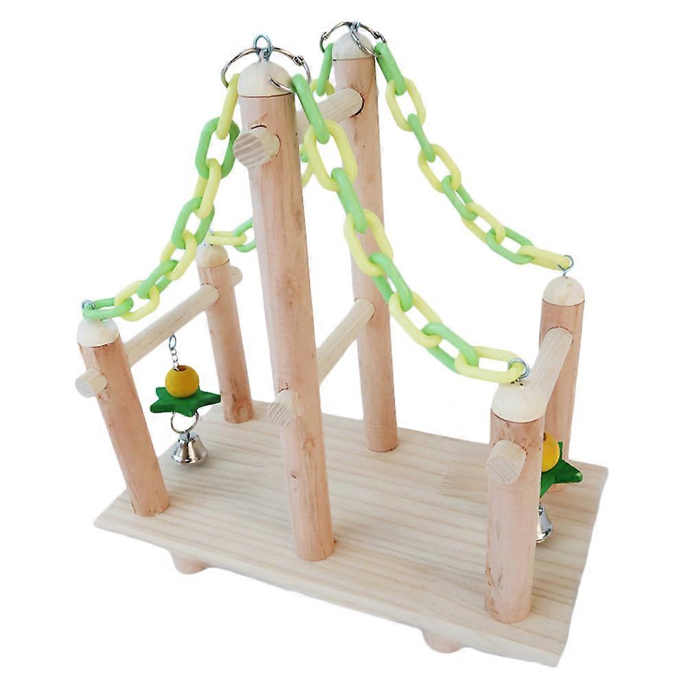 Bird Toy Wooden Parrot Stand Rack for Activity Training 2Sets