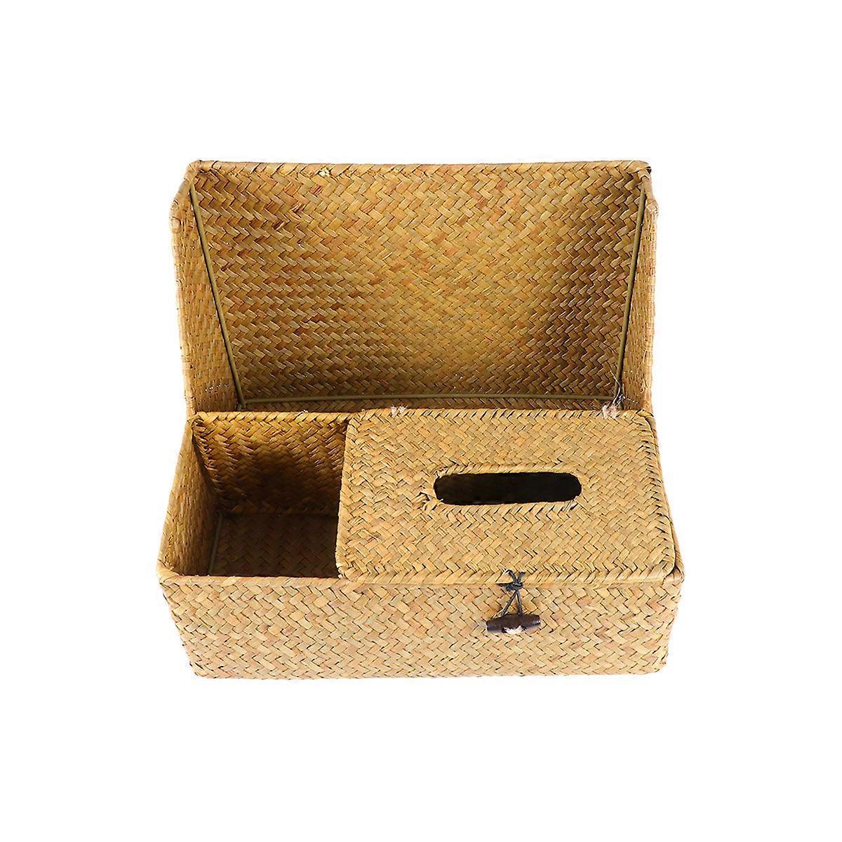 Bathroom Accessory Seaweed Hand-Woven Tissue Box for Storage 2Pcs Rectangular