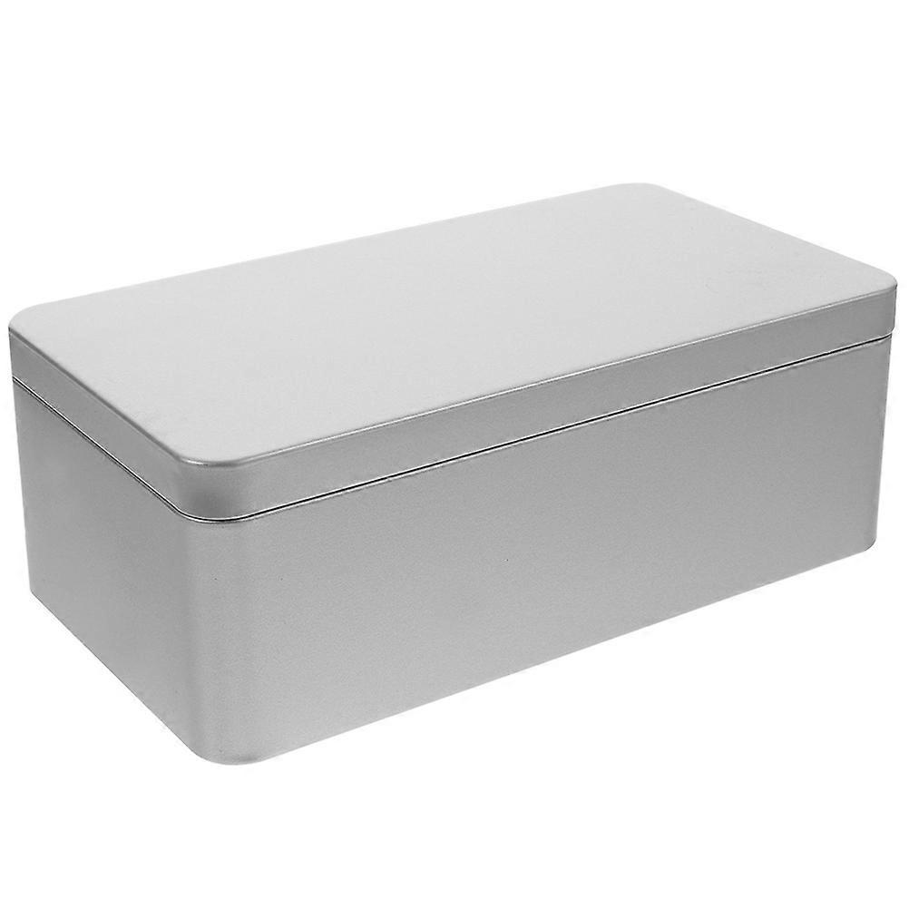 Silver Tin Box with Lid Rectangular Tinplate Box for Tea Leaves 6Pcs