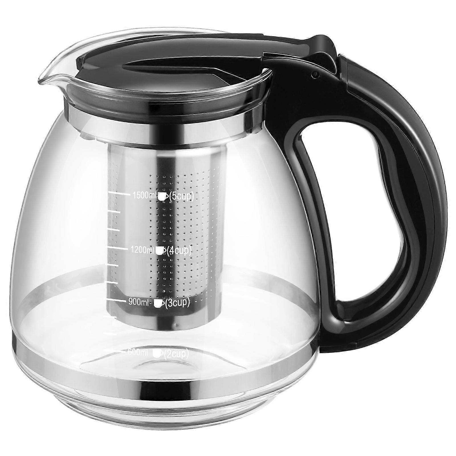 Heat Resistant Glass Teapot 3Pcs With Detachable Infuser Ideal For Tea Enthusiasts In Classic Design 1500ml