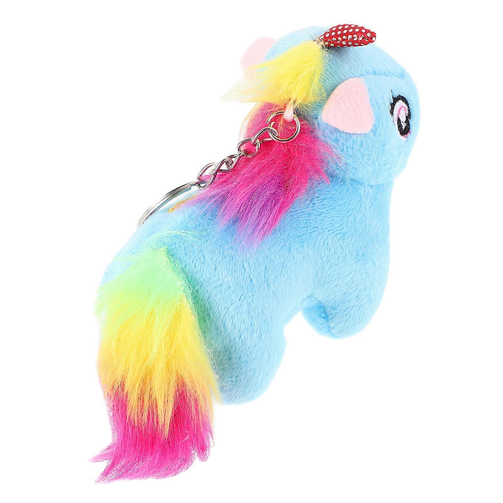 Cute Plush Toy Unicorn Keychain for Party Decoration 3Pcs Blue Set