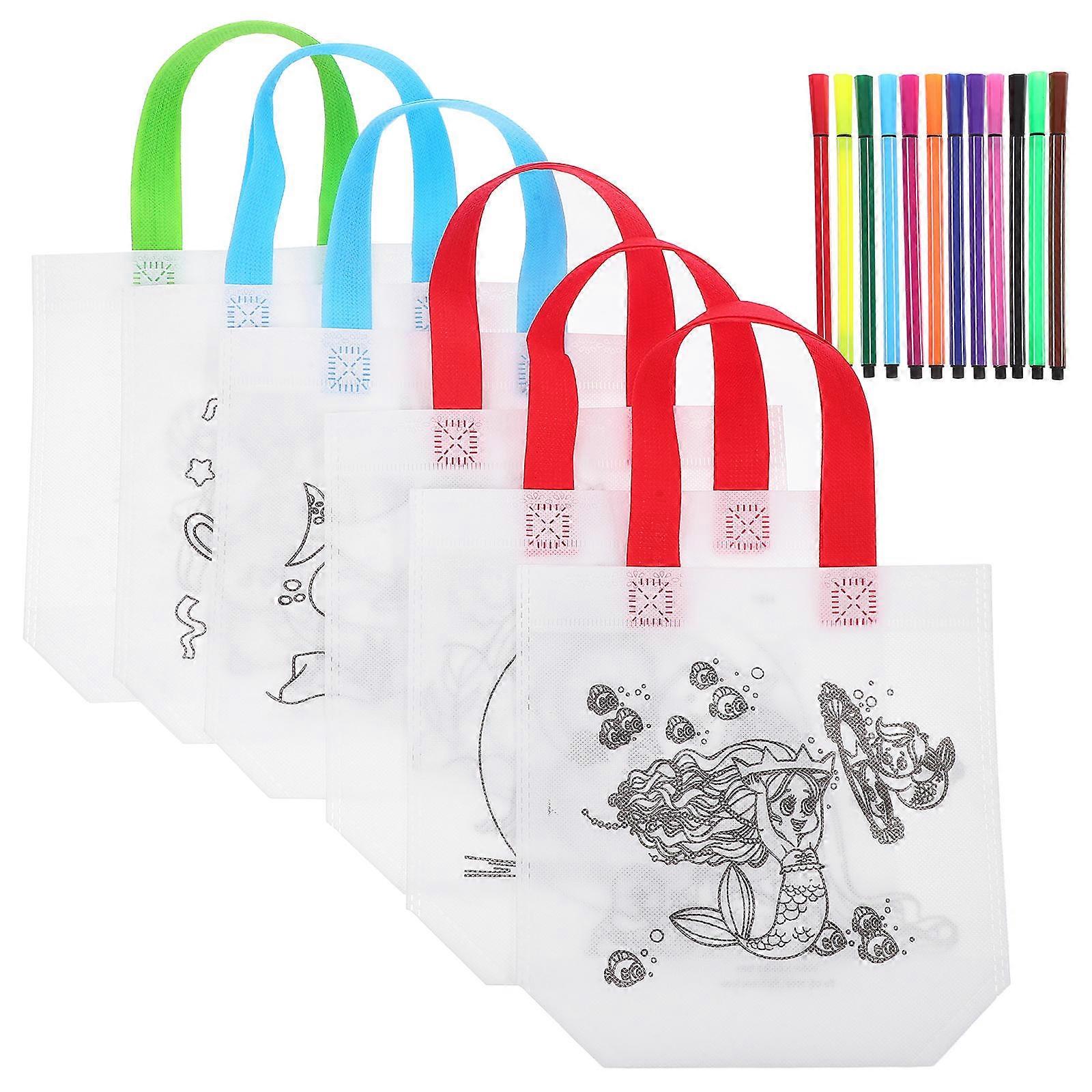 Color Your Own Bag DIY Non-Woven Fabric Coloring Bags for Kids 96Pcs