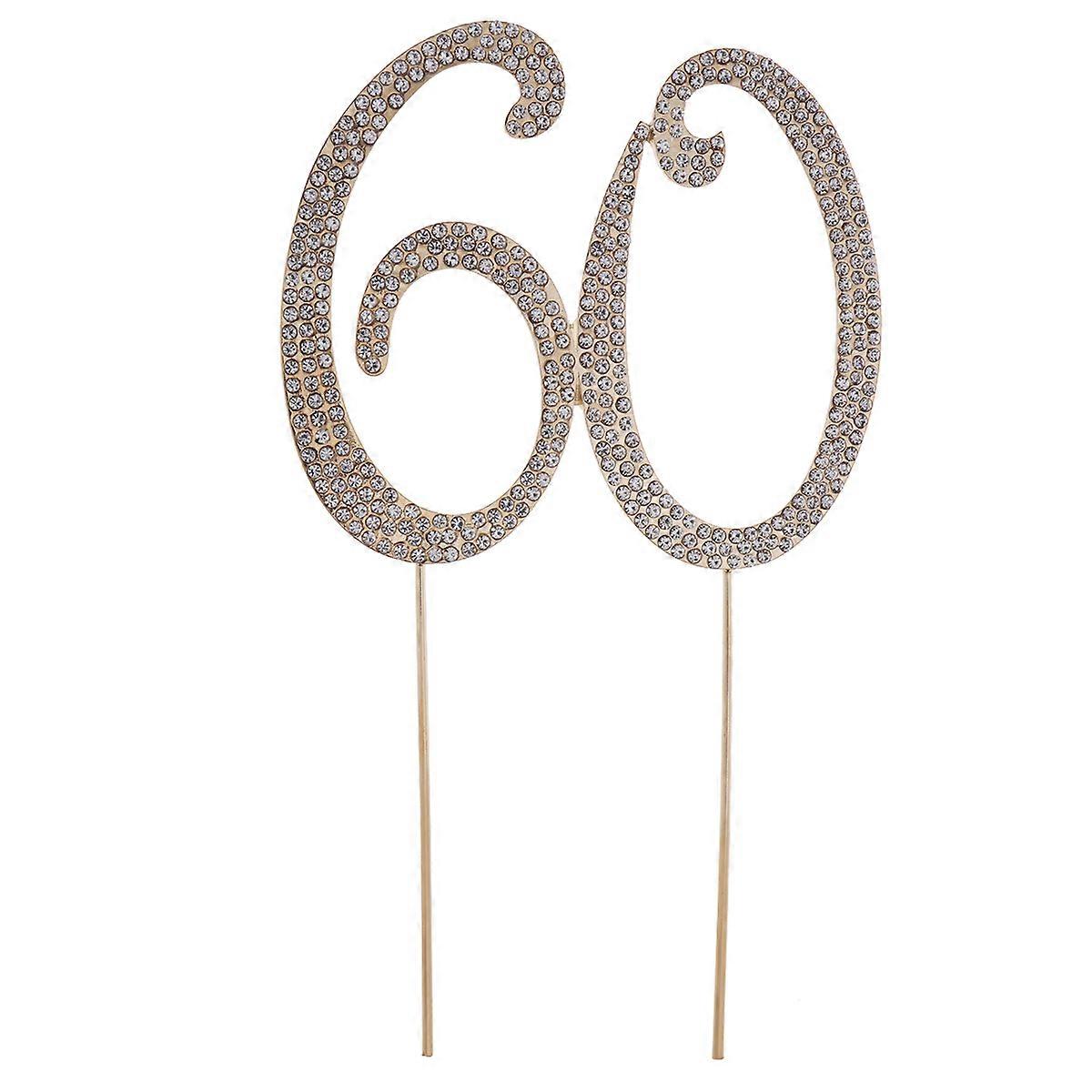Anniversary Cake Topper 3Pcs Number 60 for Party Decoration