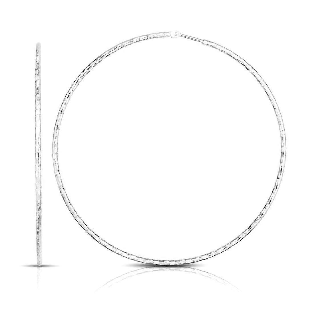 925 Sterling Silver With Rhodium Finish 1.6mm Sparkle Cut Earrings With Endless Clasp Stud Earring for Women