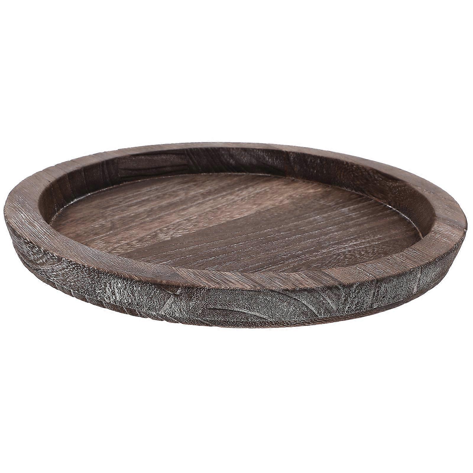 Candle Tray Round Wooden Home Storage Tray 5Pcs for Table Decor