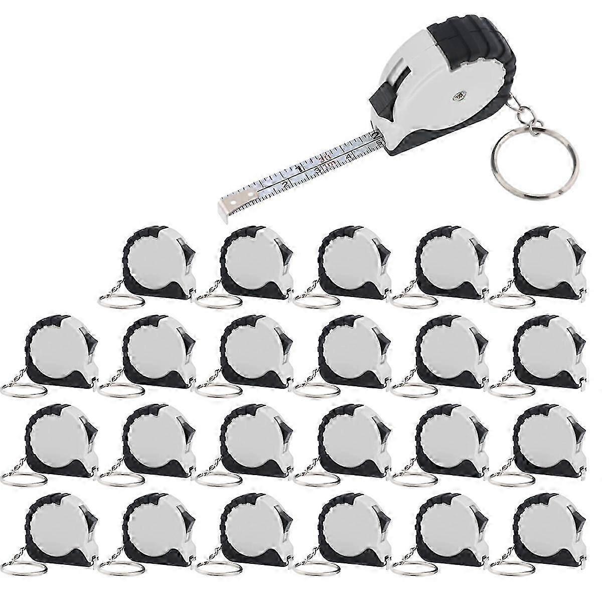 24-Piece Mini Tape Measure Keychain Set, 3-Foot Retractable with Lock, Compact for UK DIY Projects
