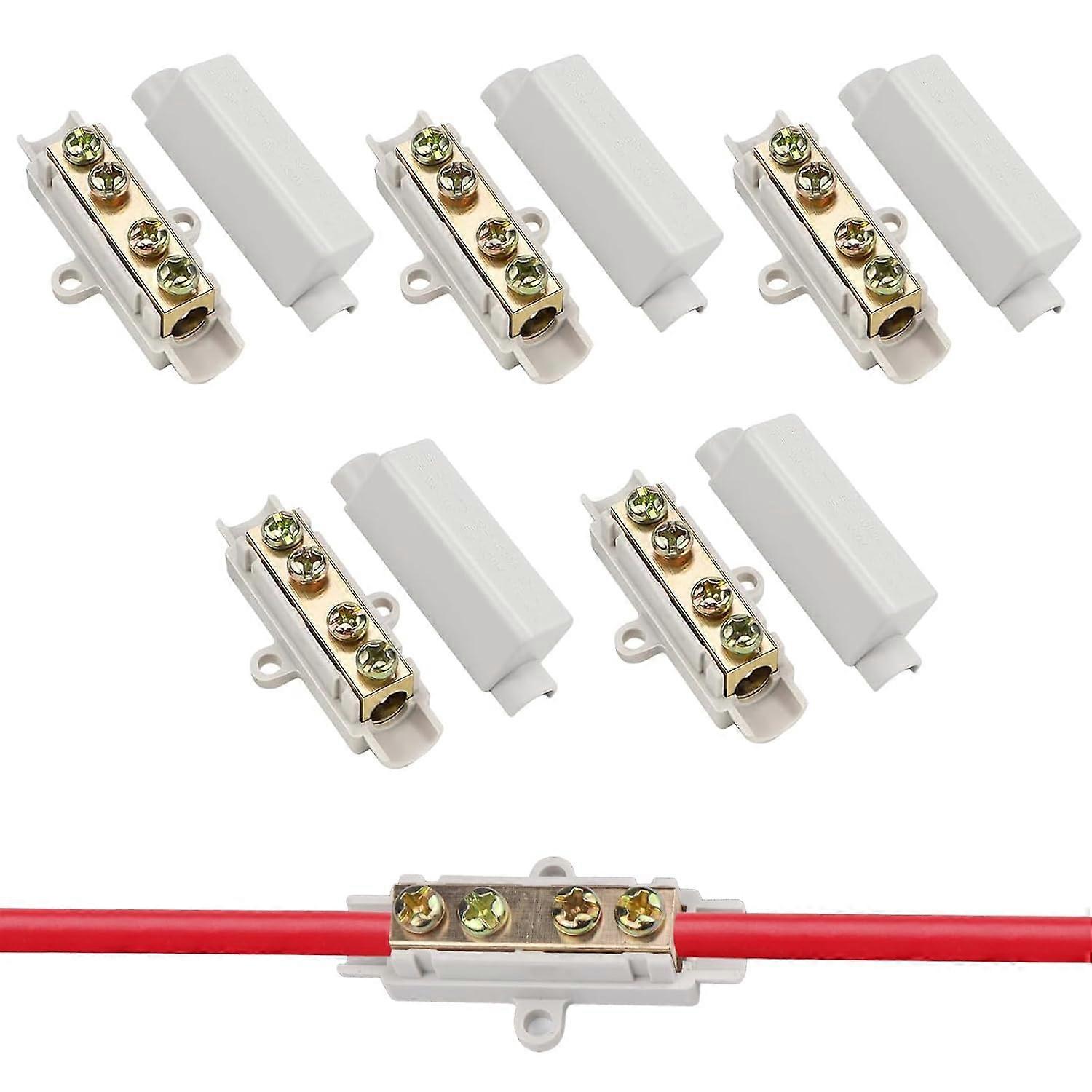 5 Pcs Cable Connectors Brass Terminal Block with Double Screw