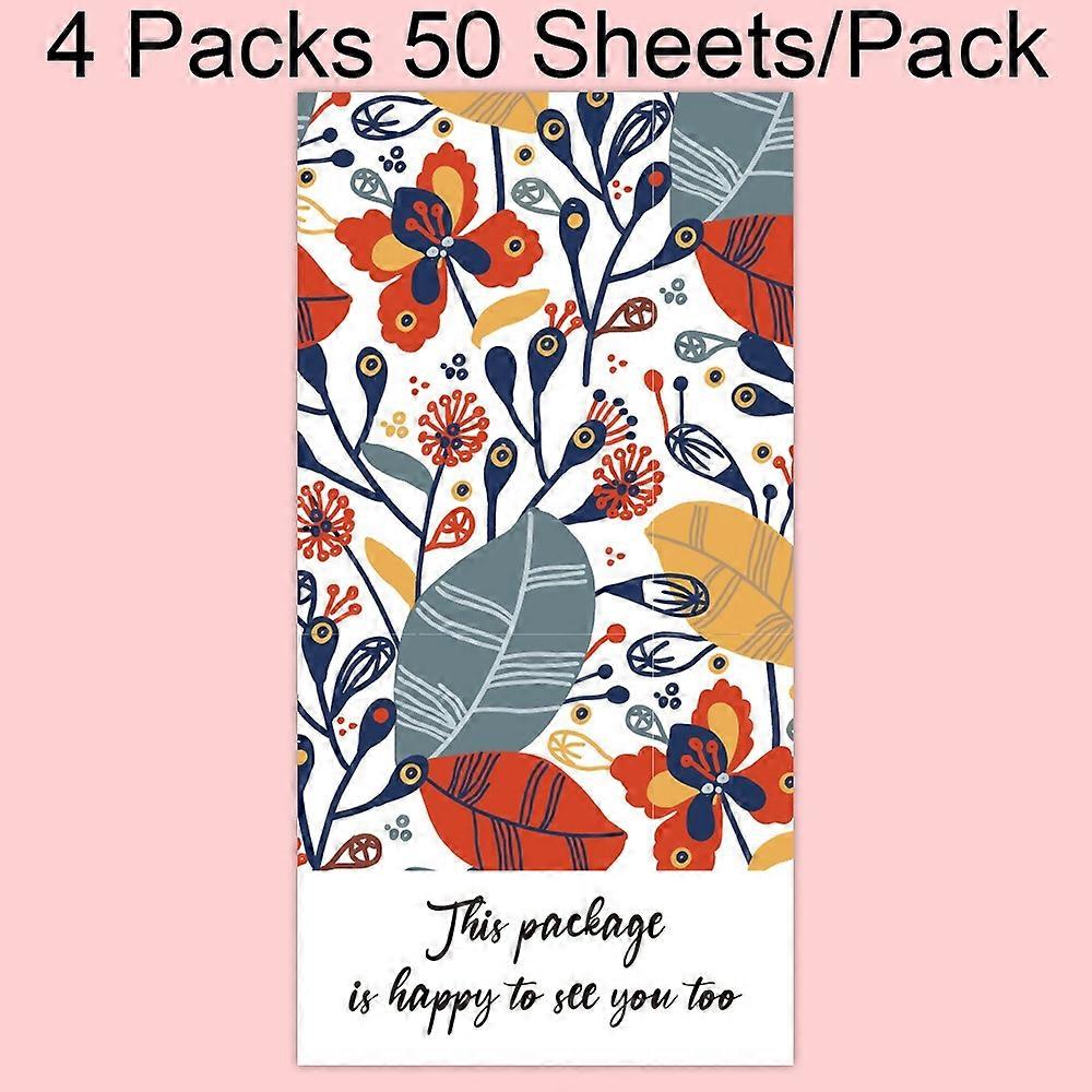 4 Packs 50 Sheets/Pack Green Leaf Rectangular Stickers Gift Box Sealing Stickers(A1)