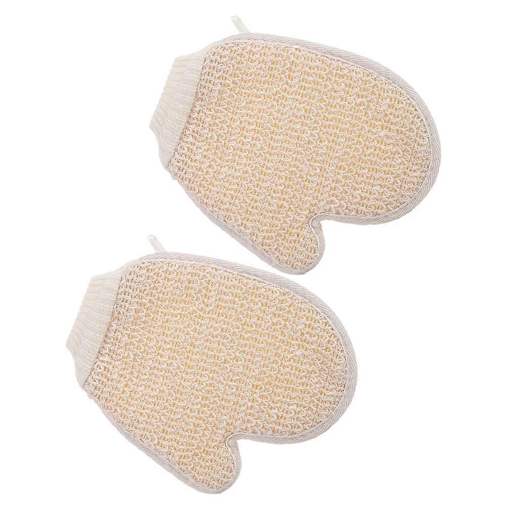 Beige Cotton Bath Gloves for Exfoliating Double-Sided 4Pcs Shower Use