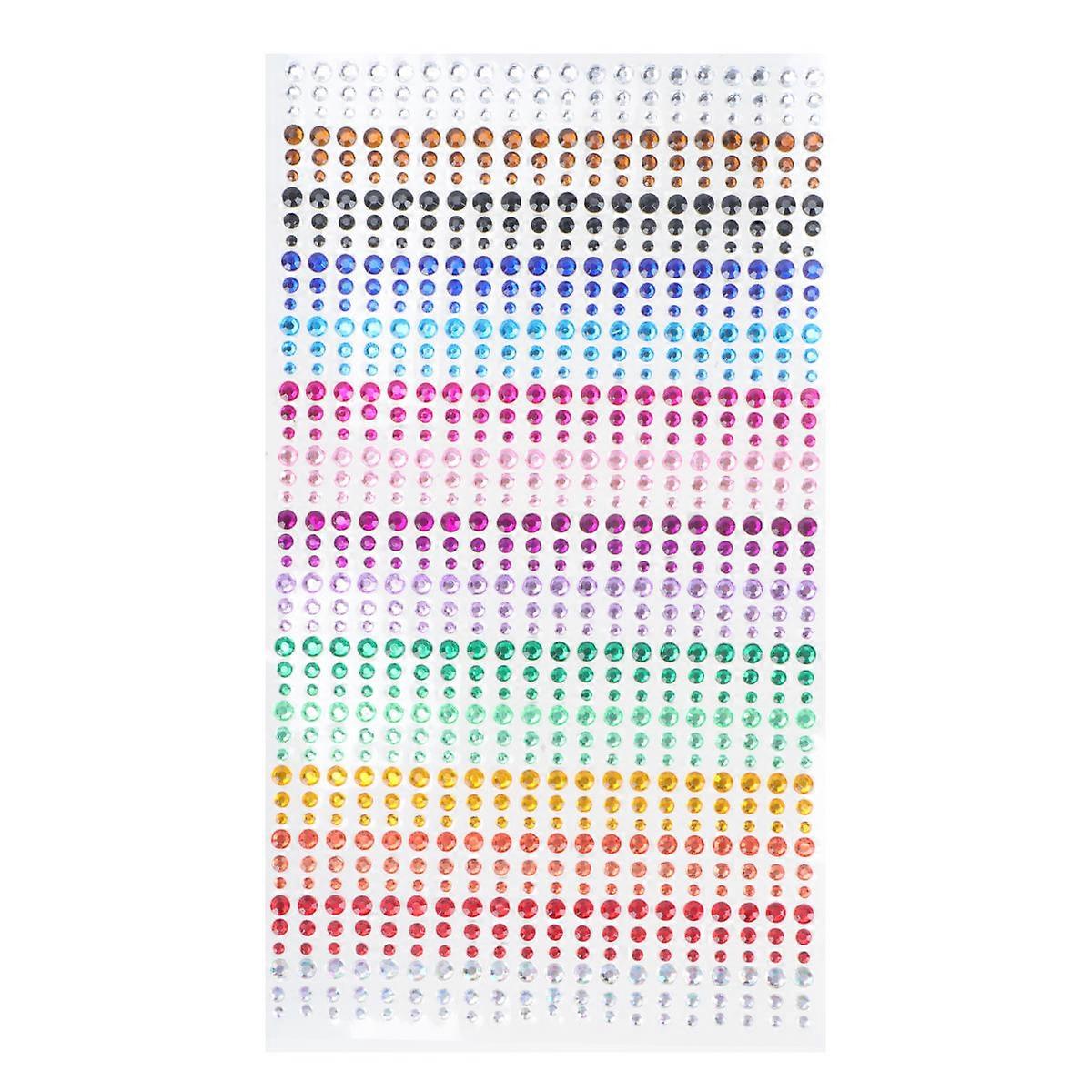 Creative Rhinestone Sticker Acrylic Stickers for Decoration 2 Sheets Assorted Color