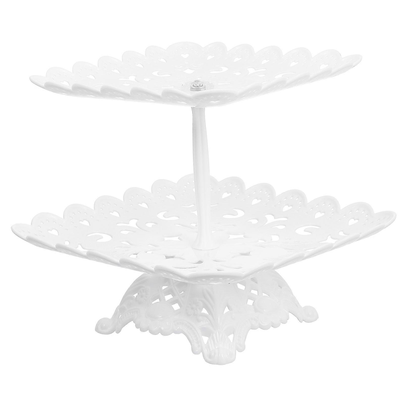 Elegant Cake Display Stand For Event Organizers 23.5x23.5x21CM White Storage 1 Set
