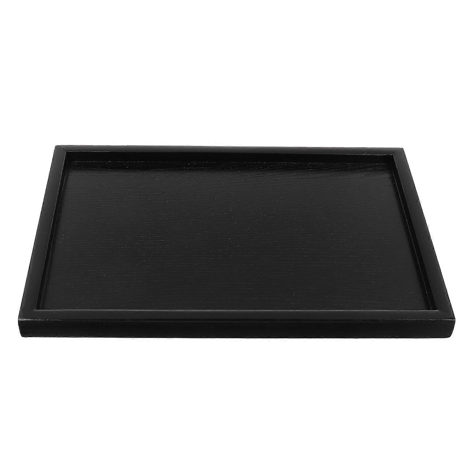 Wood Dessert Plate Serving Tray for Storage 2Pcs Black Practical Tray