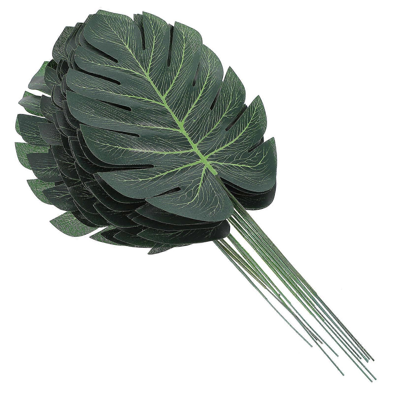 Artificial Monstera Leaf Stems 24Pcs for Decor Green Cloth Leaves