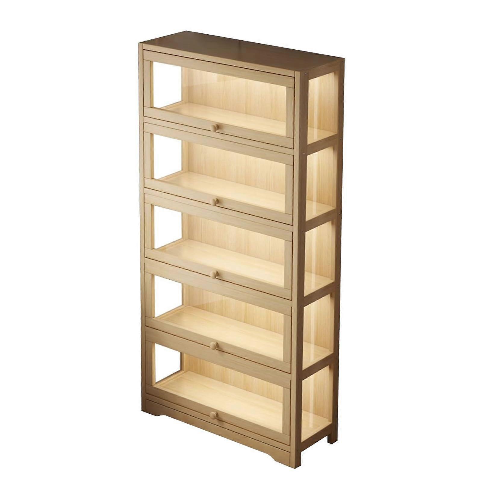 5 Tier Curio Display Cabinet Acrylic Glass Door Dust Proof Storage Shelves Playroom Storage Cabinet 70x29x172 cm