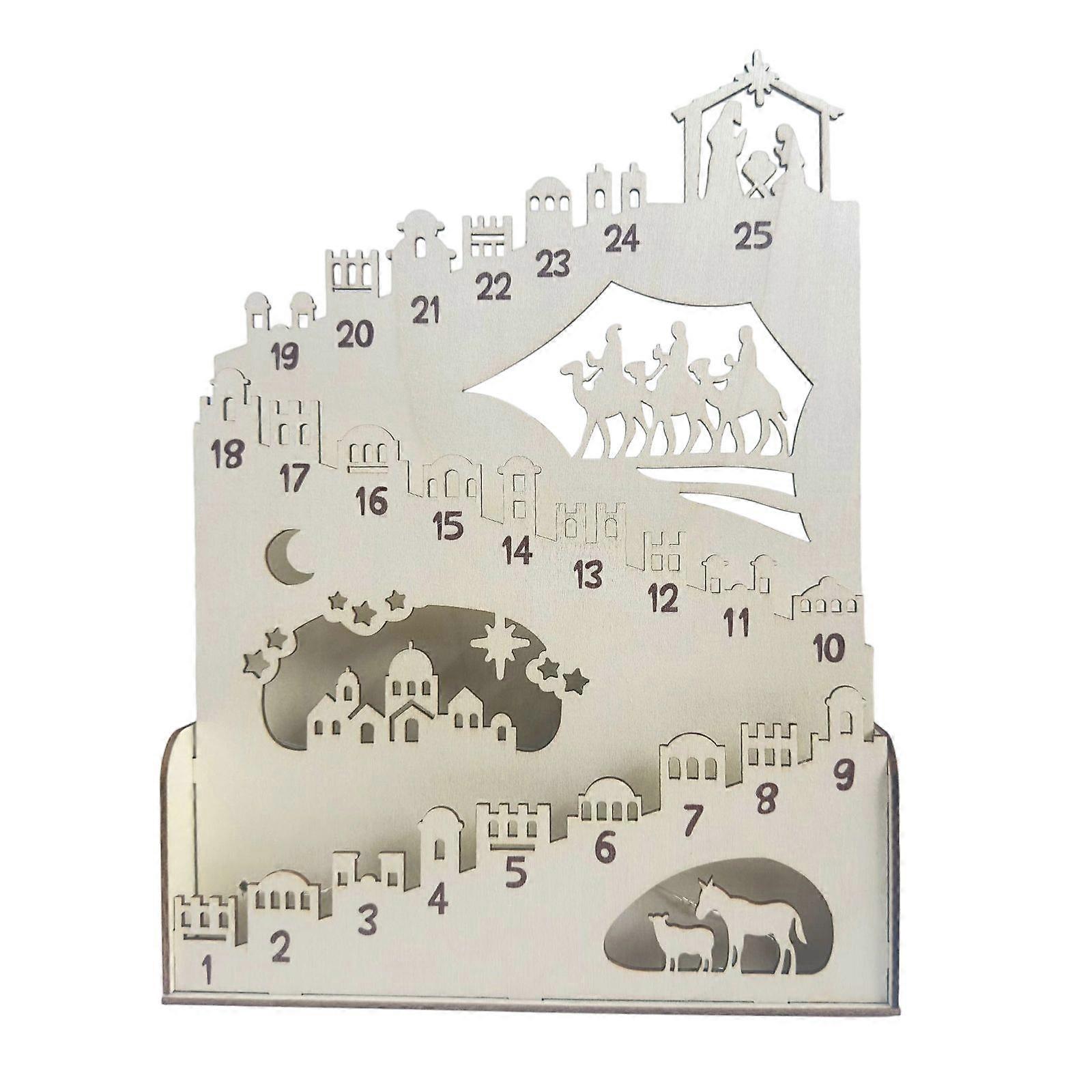 Träkalender för julkrubba