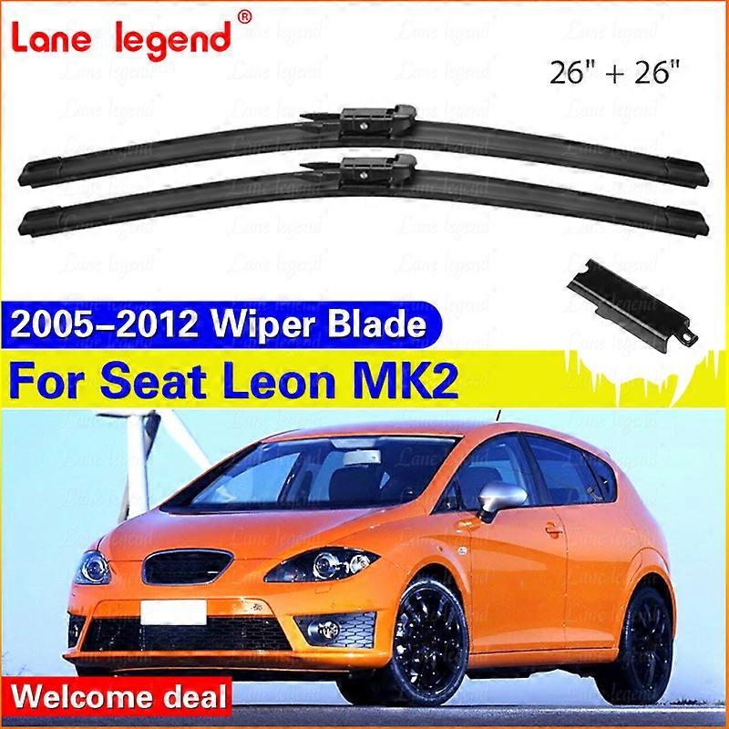 Applies to For Seat Leon MK2 2005-2012 26"+26" Wiper Blade Blades Windshield Windscreen Clean Rubber Cars Wipers Accessories 2009 2010 2011