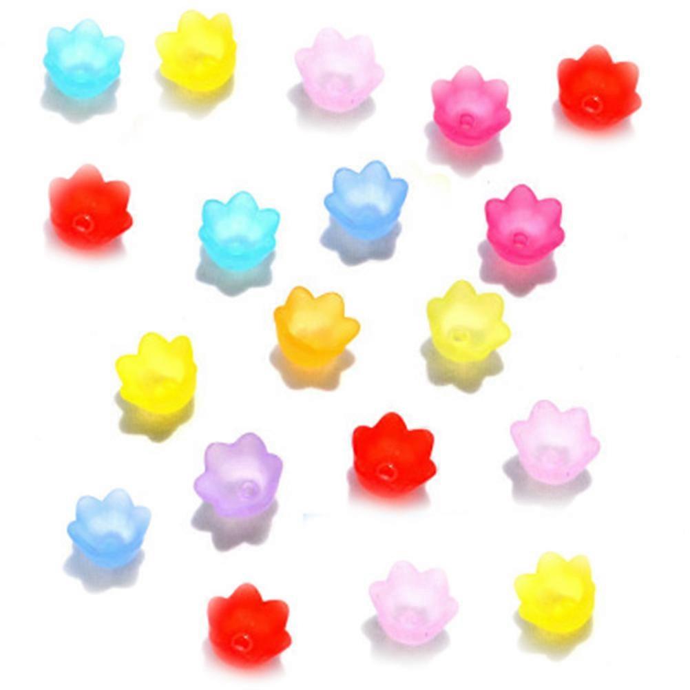 Transparent Frosted Acrylic Lily Flower Beads for Craft Making 2000Pcs