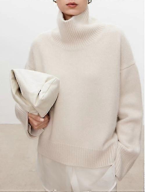Rollkragenpullover aus reinem Kaschmir Weibliche lockere und dicke träge Faule Windpullover Pullover Strickbasis Wollpullover