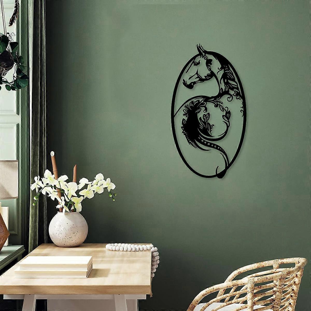 1PC Floral Horse Hanging Metal Wall Décor for Home Interiors
