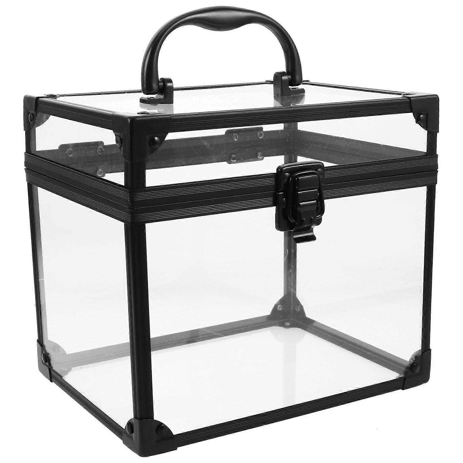 Acrylic Record Holder: Vinyl Record Storage Box Organizer Clear Case with Handles Album Display Bin for Desk