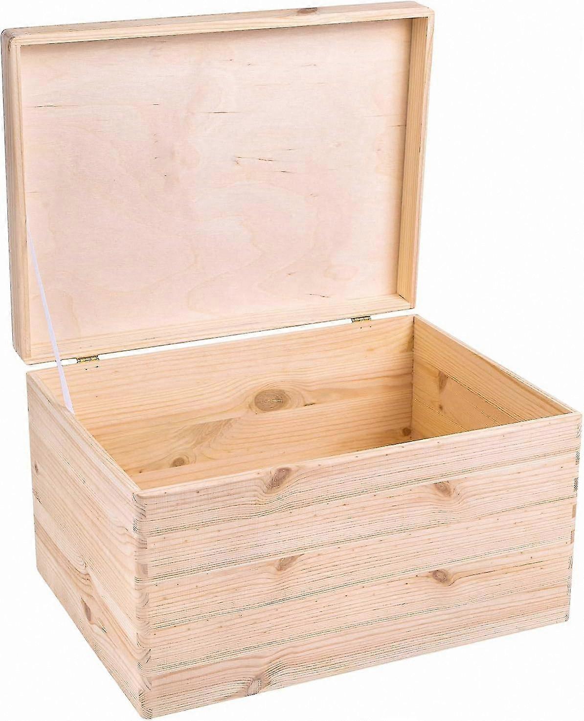 XXL Wooden Box with Lid | 40x30x24 cm (+/-1cm) | Memory Chest Baby Keepsake Storage Box