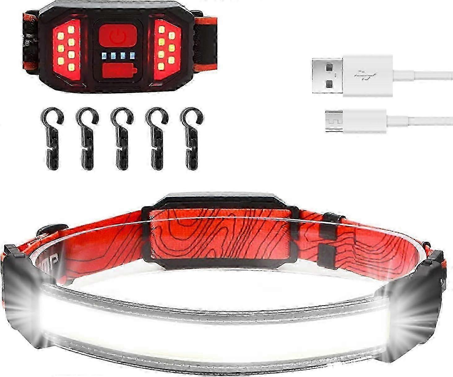 USB Rechargeable LED Headlamp, 230 Lighting, Red Light 26s