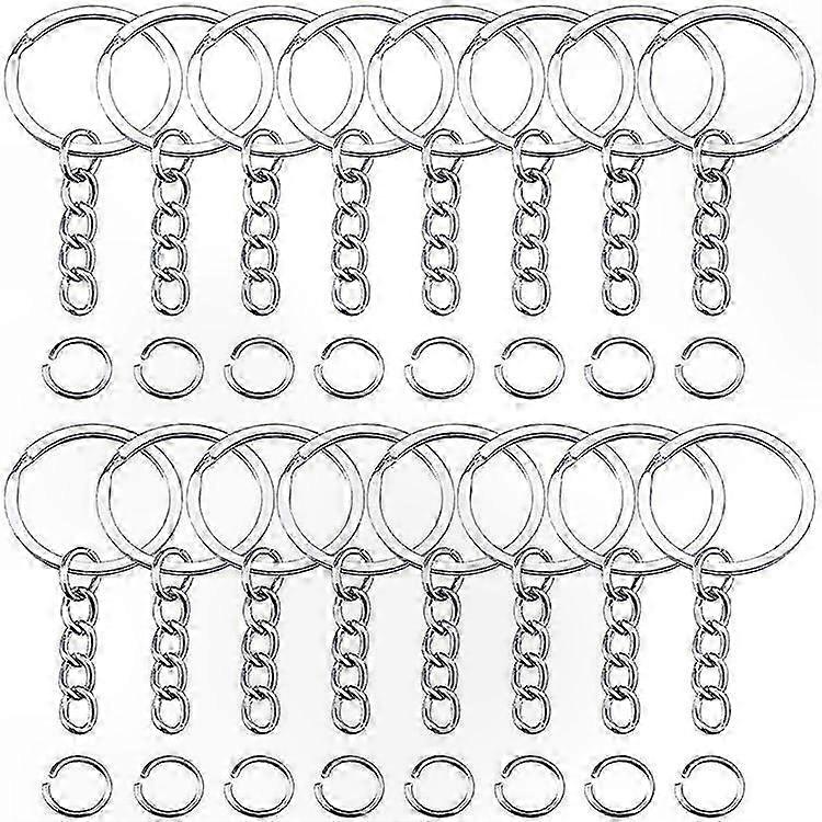 50Pcs Keyring Blanks with Split Rings, Link Chains, and Jump Rings for Metal Key Rings