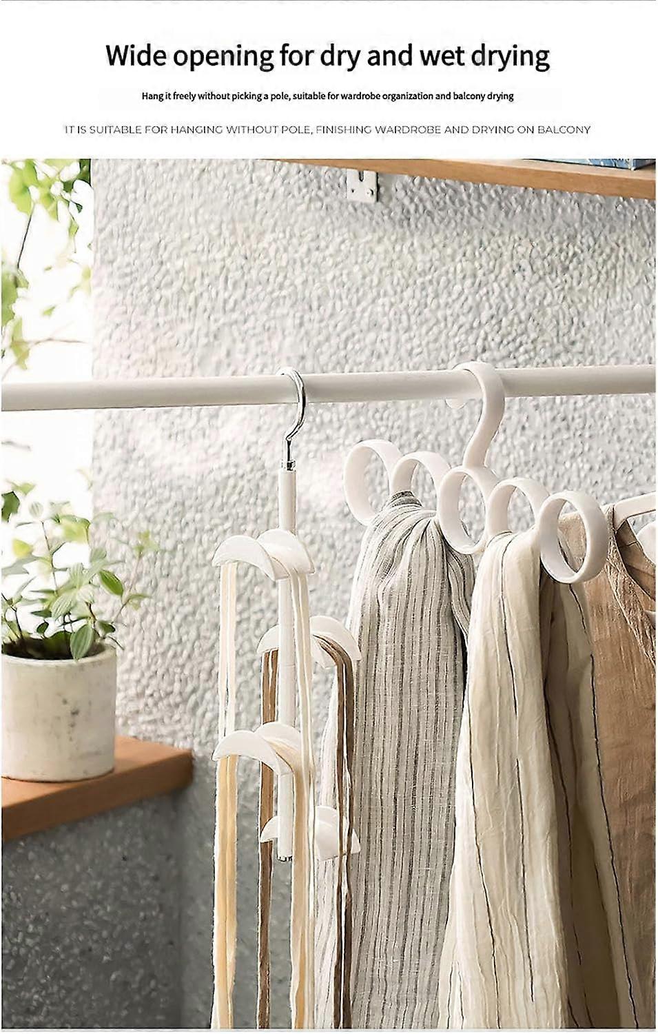 Multifunctional Wardrobes Storage Rack 360Degree Swivel Hooks For Purses And Backpacks Closet Hanger 22 Lbs White