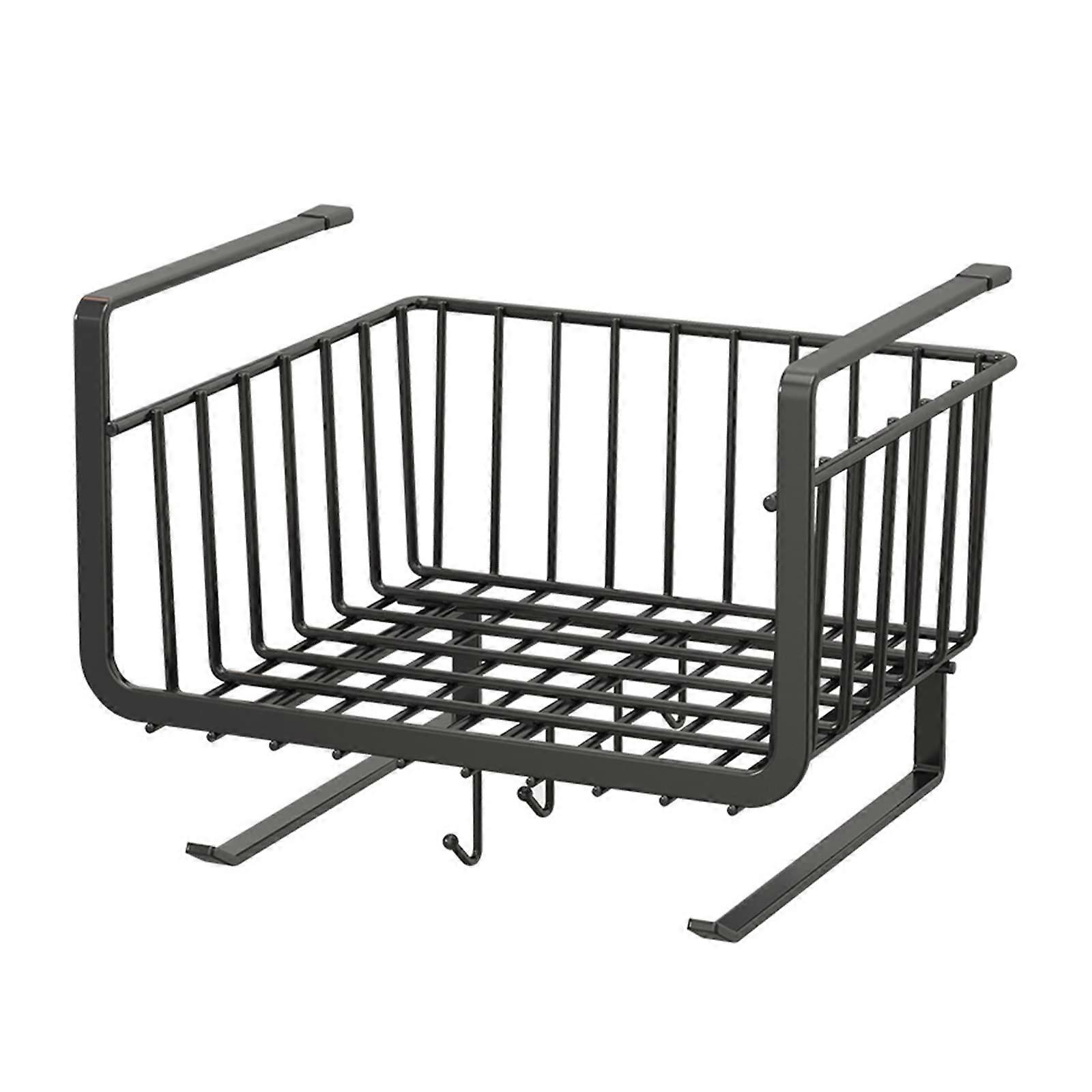 Under Shelf Wire Basket Hanging Storage Baskets With Hooks, PullOut Under Cabinet Storage Rack, Black Kitchen Organizer