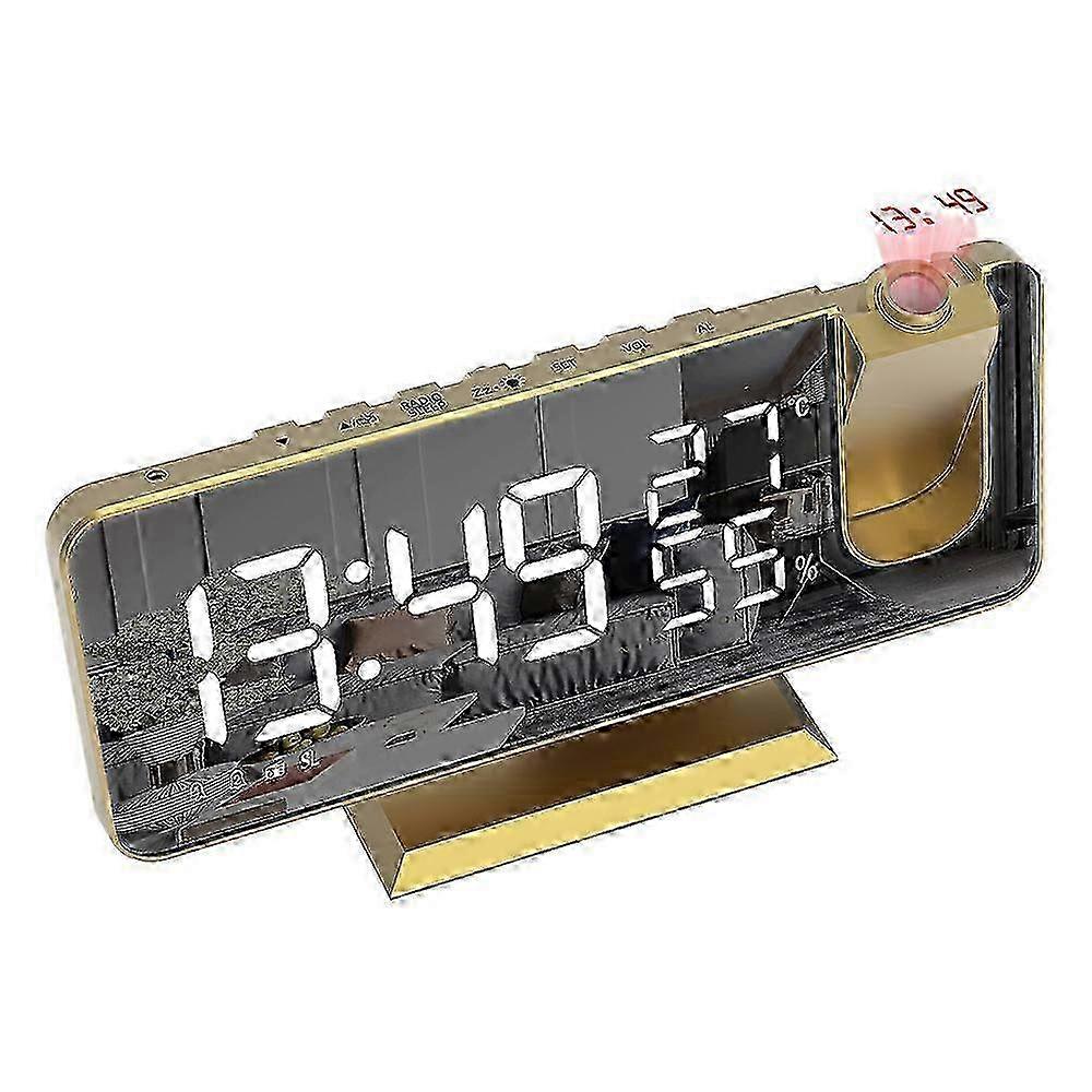 Rotatable Projector Alarm Clock, Mirror Surface With Dual Usb Charging, For Bedroom And Office 25-26