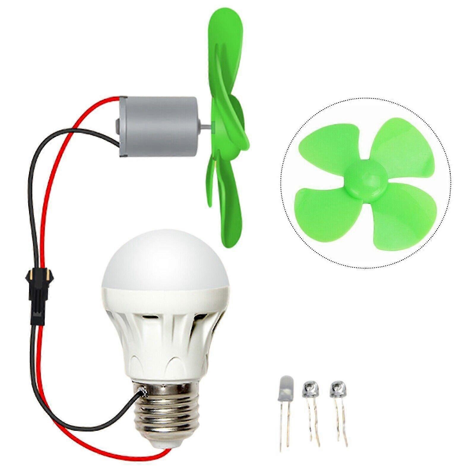 Mini Wind-Turbine Motor w/Blades Power Alternative Energy Generator LED DIY Set FT