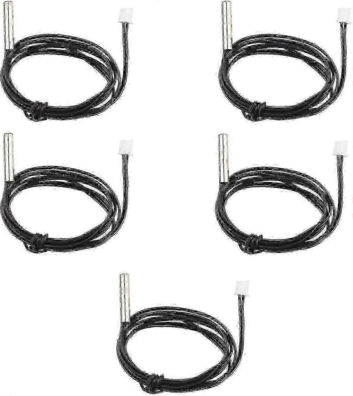 5 Pack Waterproof NTC 10K Thermistor Temperature Sensor Probe with 1m Extension Cable and Gauge for Monitoring
