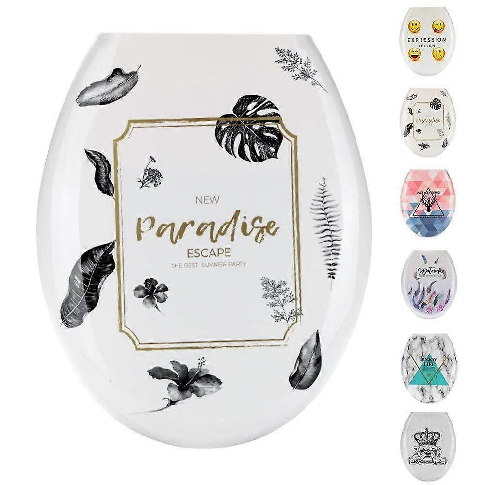 Universal UType Toilet Seat PP Material, Thickened Lid, Easy To Assemble, Beautiful Printed Design