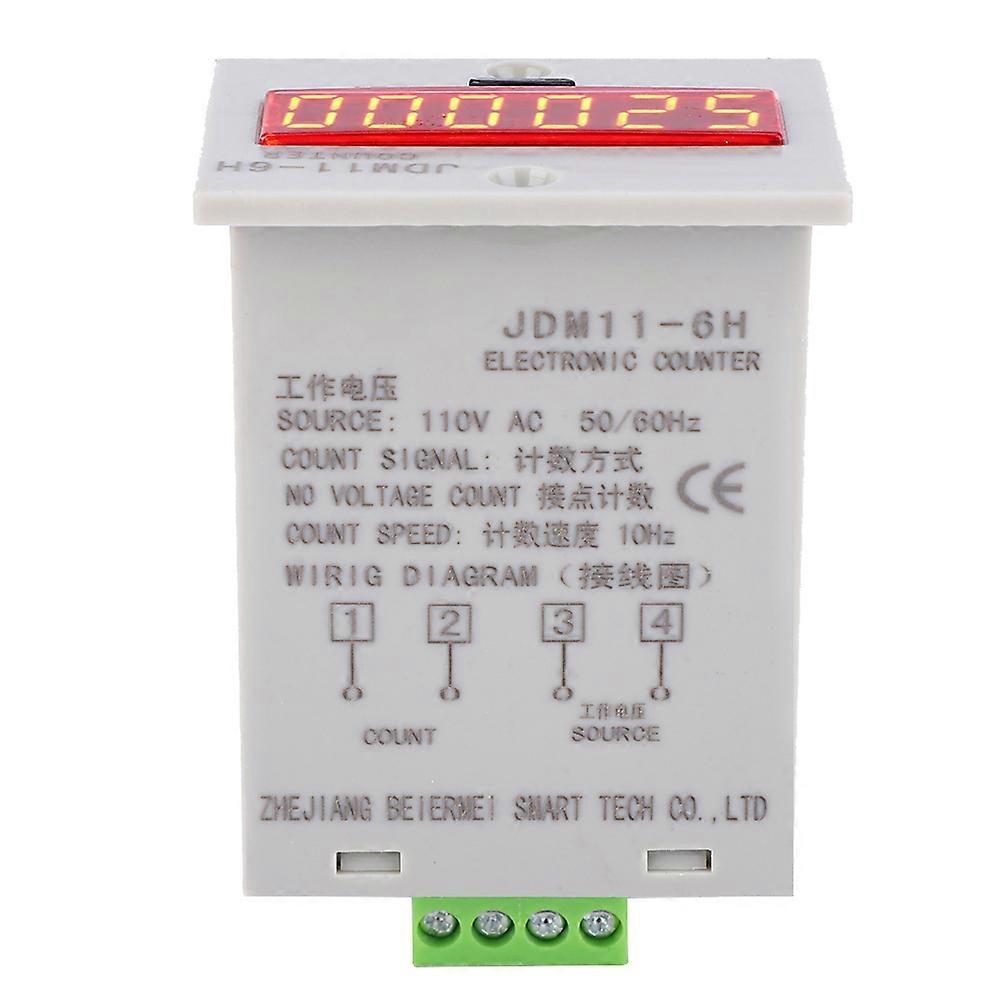 JDM11-6H No Voltage Counter 6 Digits Electronic LED Digital Display Counter RelayAC110V