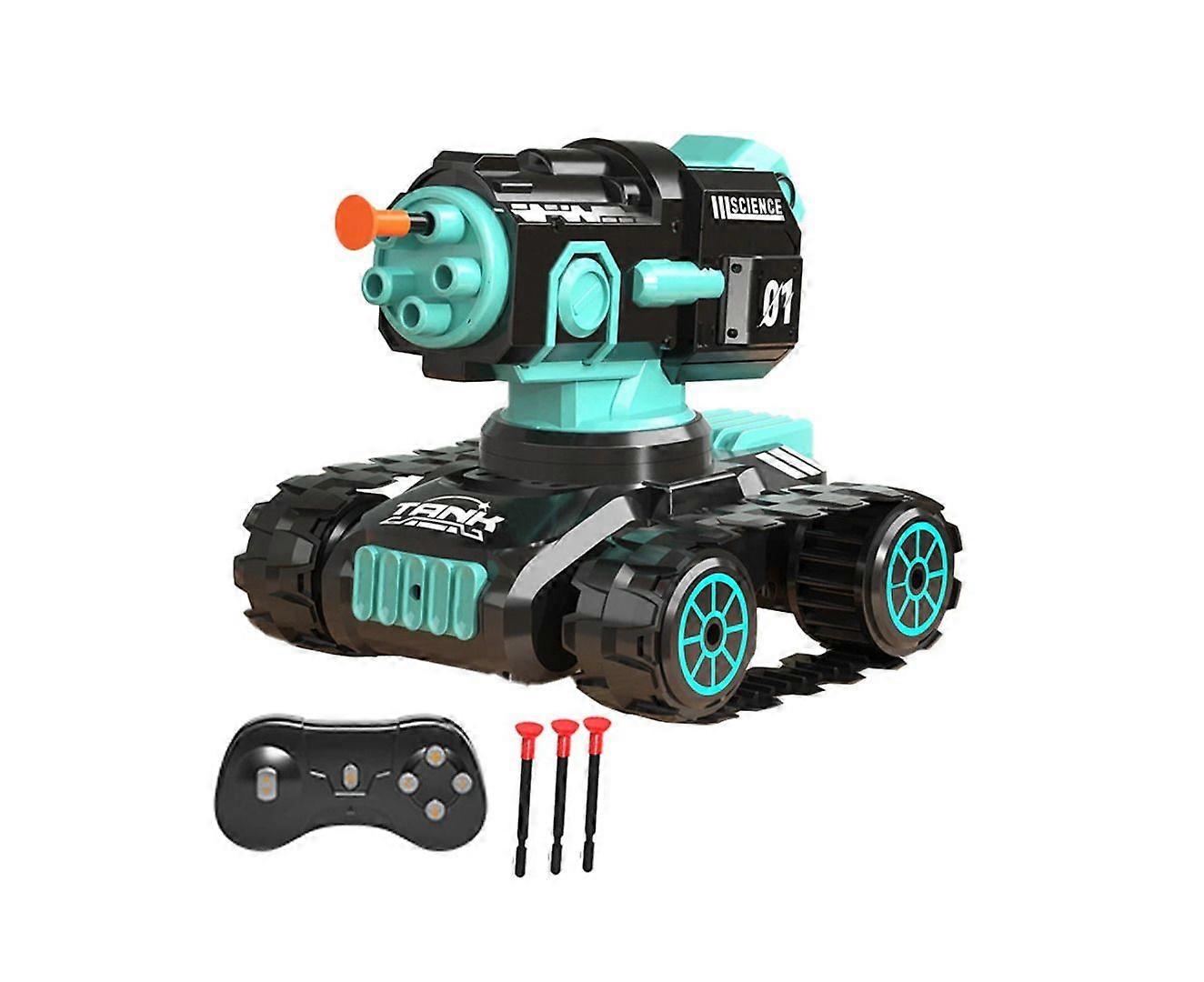 4WD Tank Toy Off-Roader Remote Control Car with 360 Degree Rotating Soft Bullets Shooting Cannon-Black