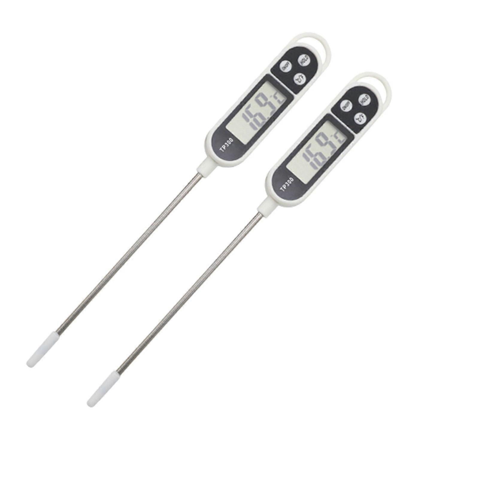 Luckky 2-Pack Silvery Instant Read Digital Meat Thermometer - Waterproof, Backlit Display, -50°C to +300°C, Long Probe for Food, Baking