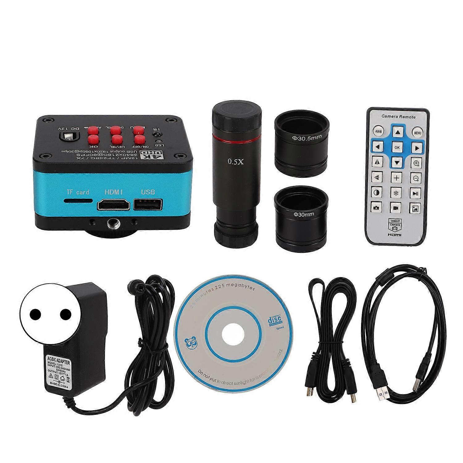 4K 12MP 60FPS Industrial Microscope Camera with 0.5X Lens High Definition Digital Electronic Microsc