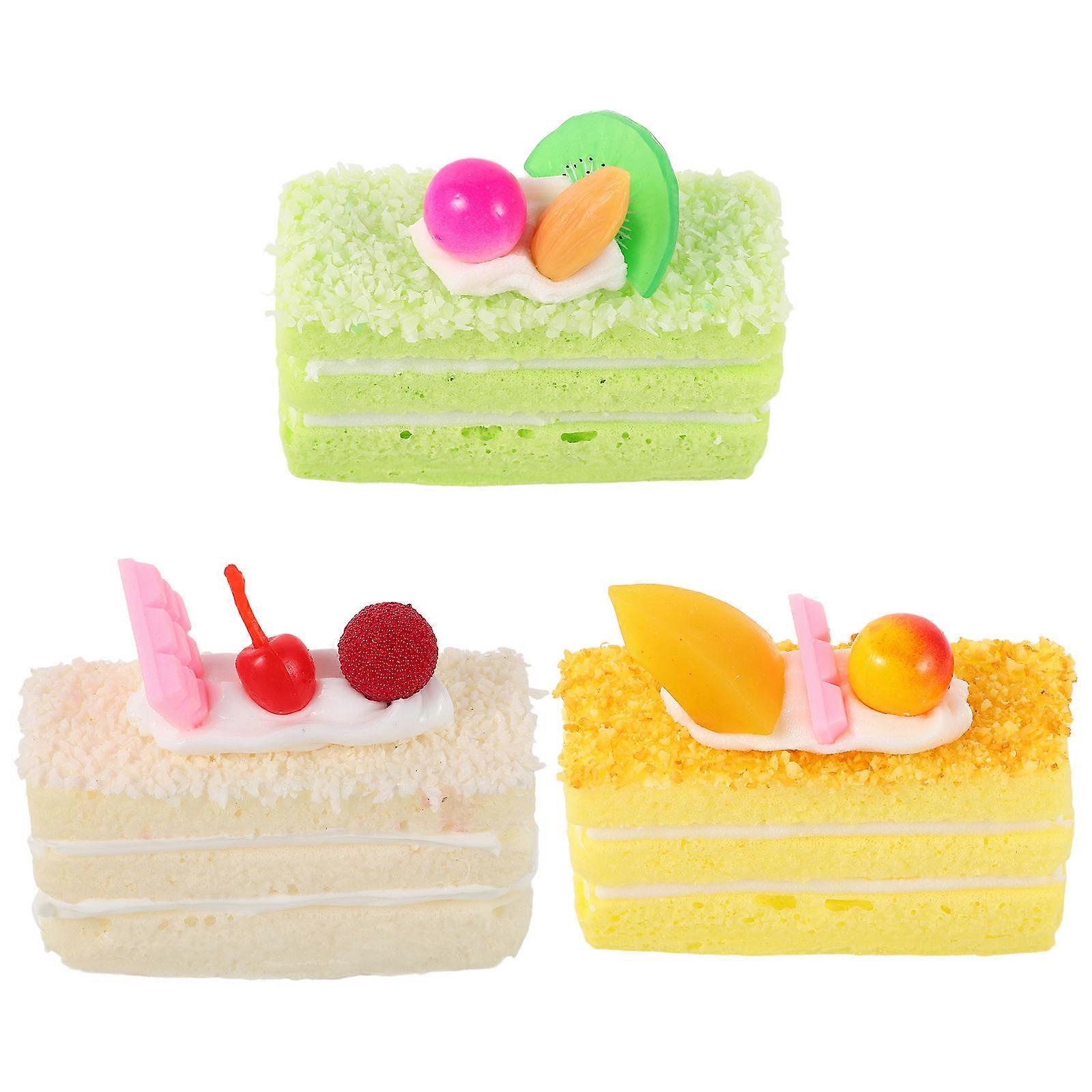 Fake Birthday Cake Simulation Prop 3Pcs for Realistic Decorative Display