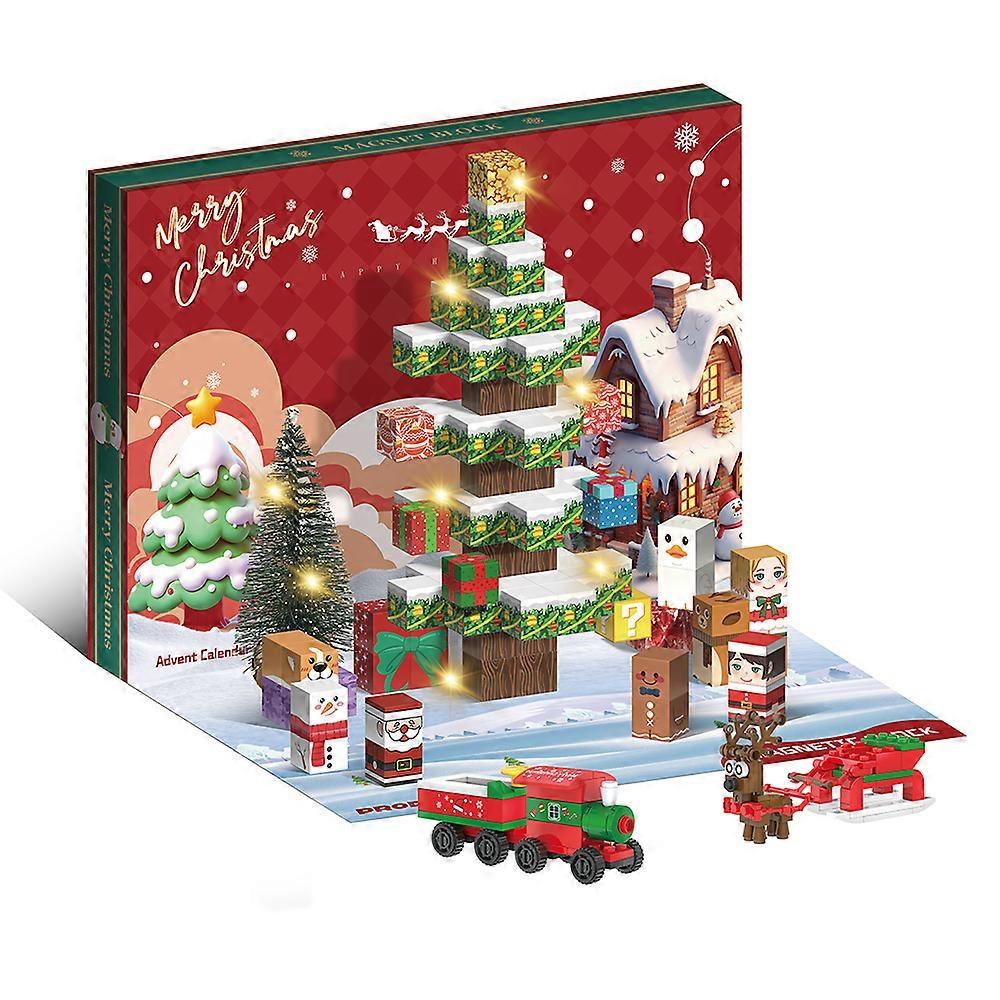 2025 Advent Christmas Calendar 106pcs Magnetic Building Blocks Cubes, 24 Days of Suprises, Mini Figure